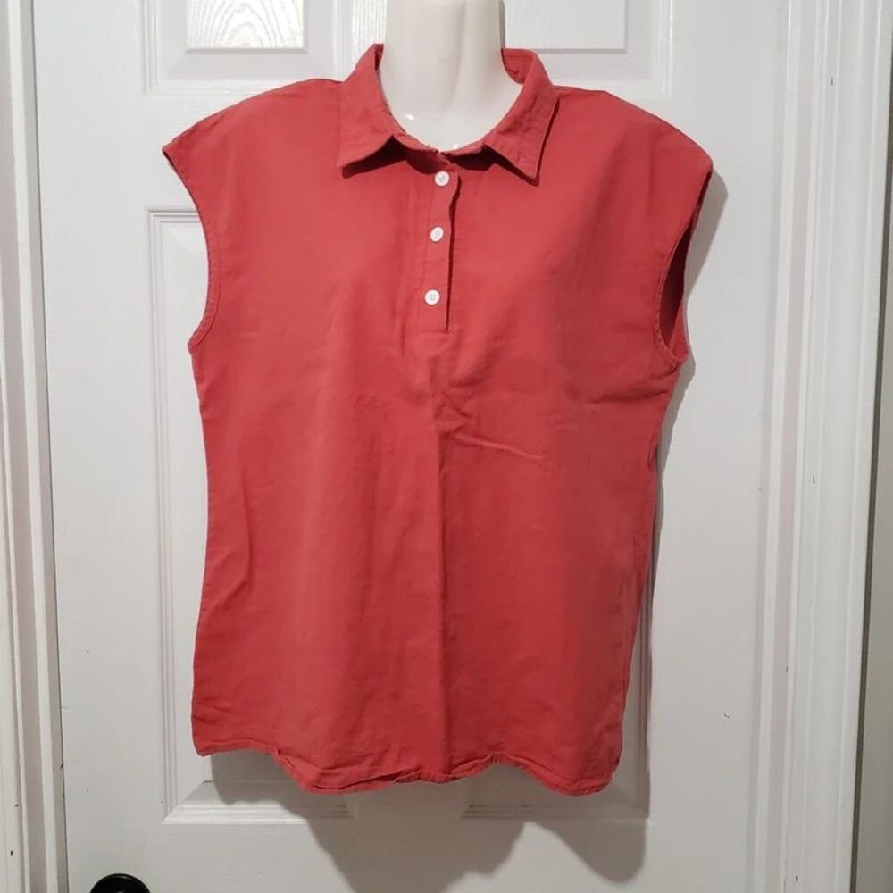 Coral Sleeveless Collared Polo Tank Top | Womens Large